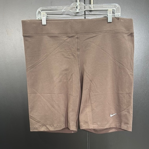 Nike Tight Fit Mid Rise short length stretch shorts, embroidered logo, 8” inseam - Picture 1 of 7